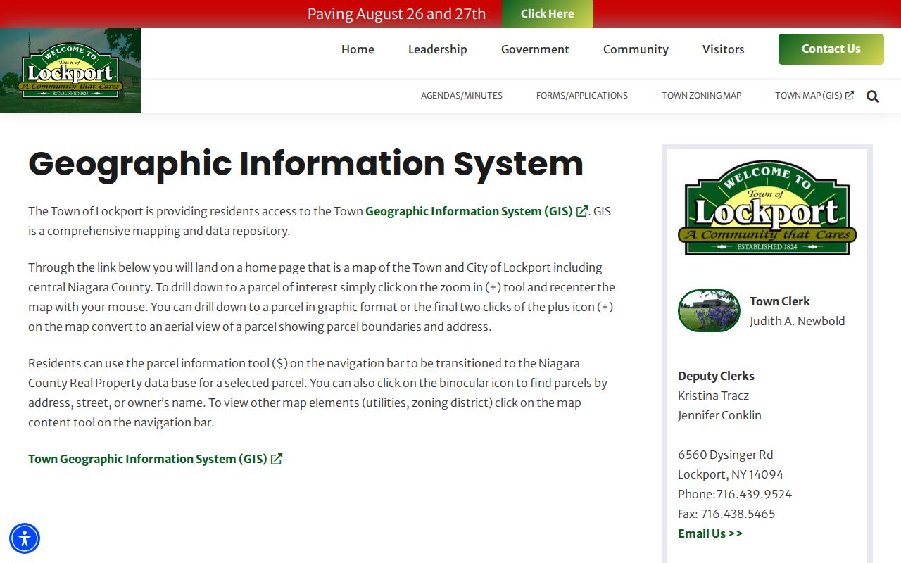 Town of Lockport neighbors shown through the Town GIS parcel map