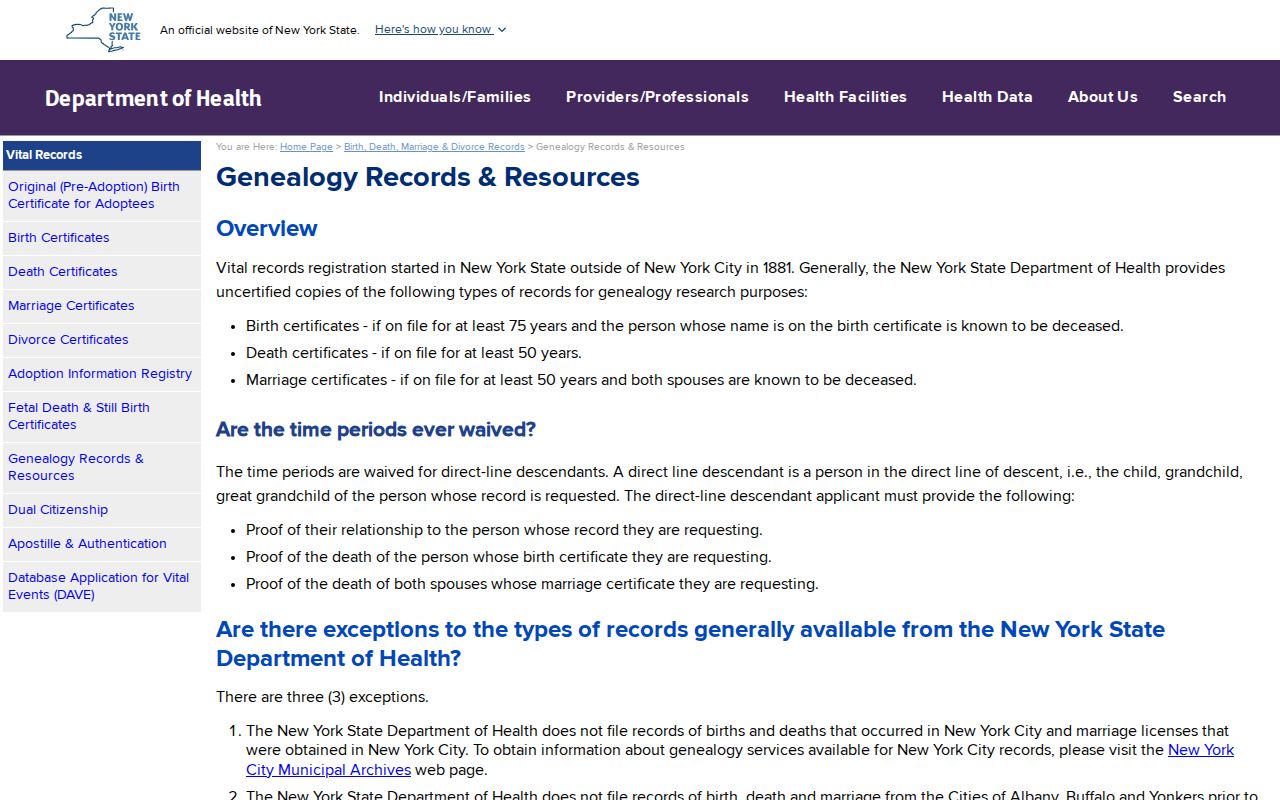 Town of Lockport resident lookup through New York vital-record genealogy access