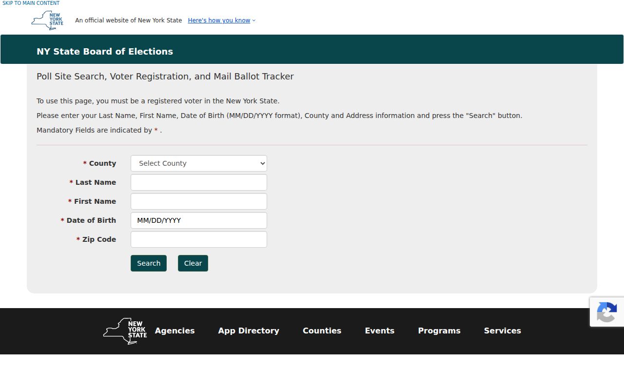 Town of Lockport ZIP code directory voter lookup with ZIP field